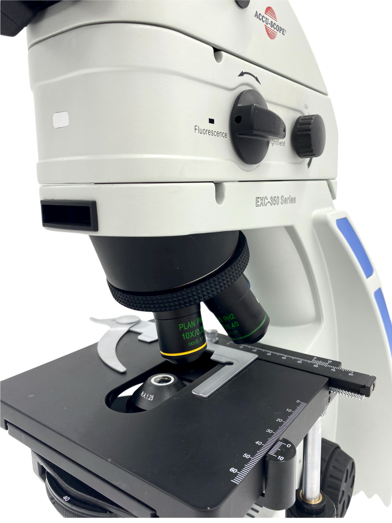 Accu-Scope EXC-350 Fluorescence/Phase Upright Microscope w/ 5MP Excelis Camera - Reconditioned